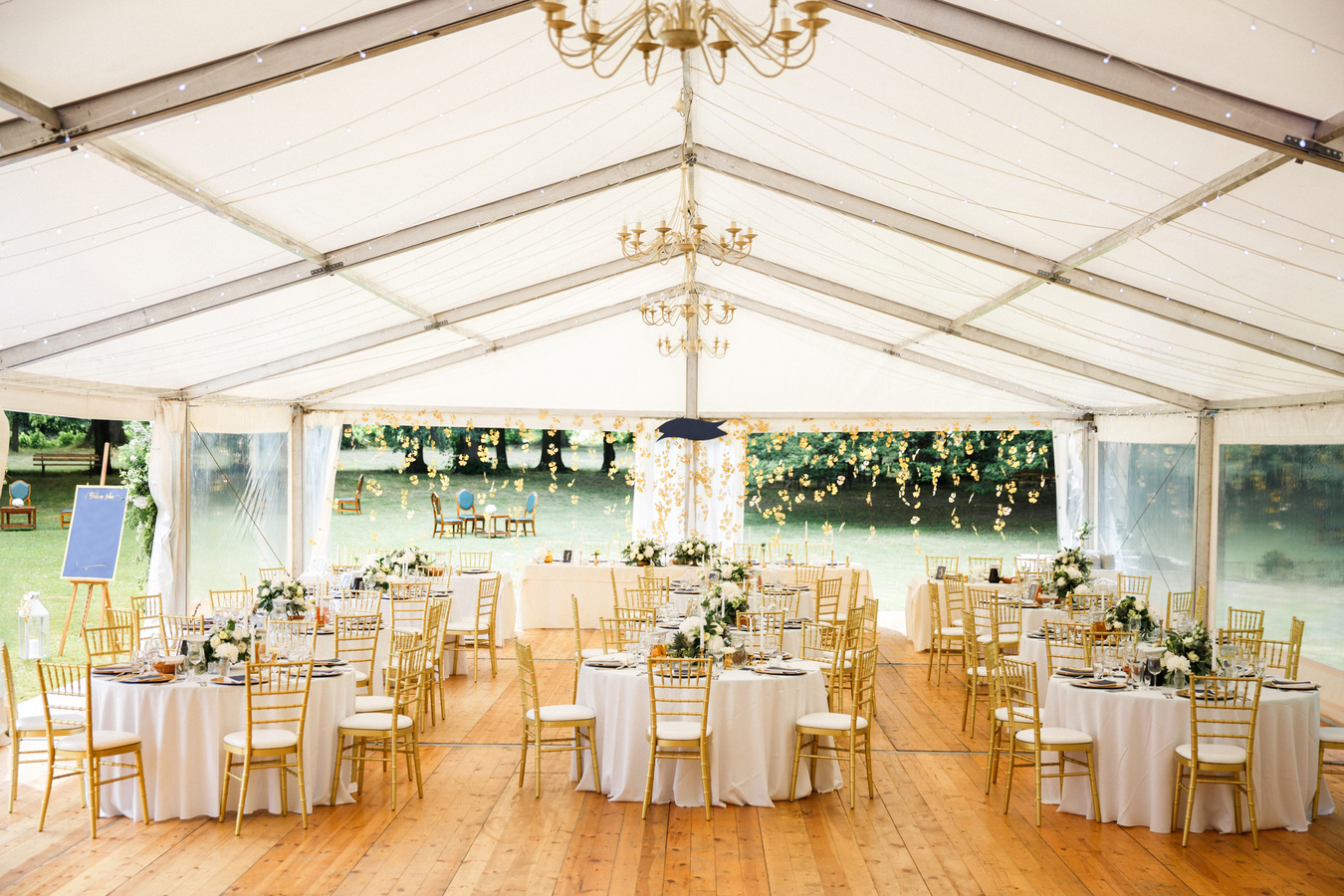 Elegant banquet hall for a wedding party